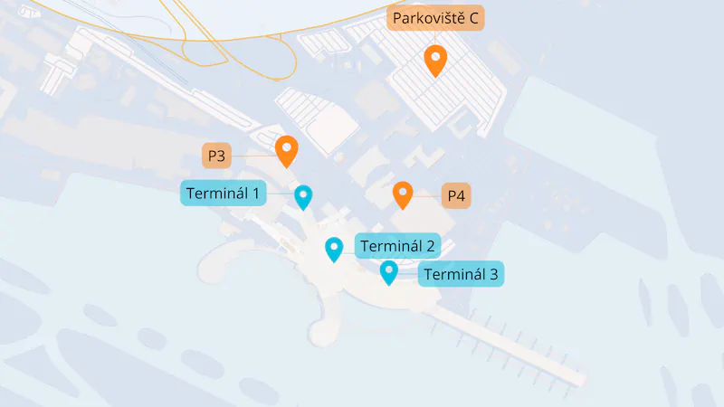 Mapa parkování na letišti Vídeň - Schwechat