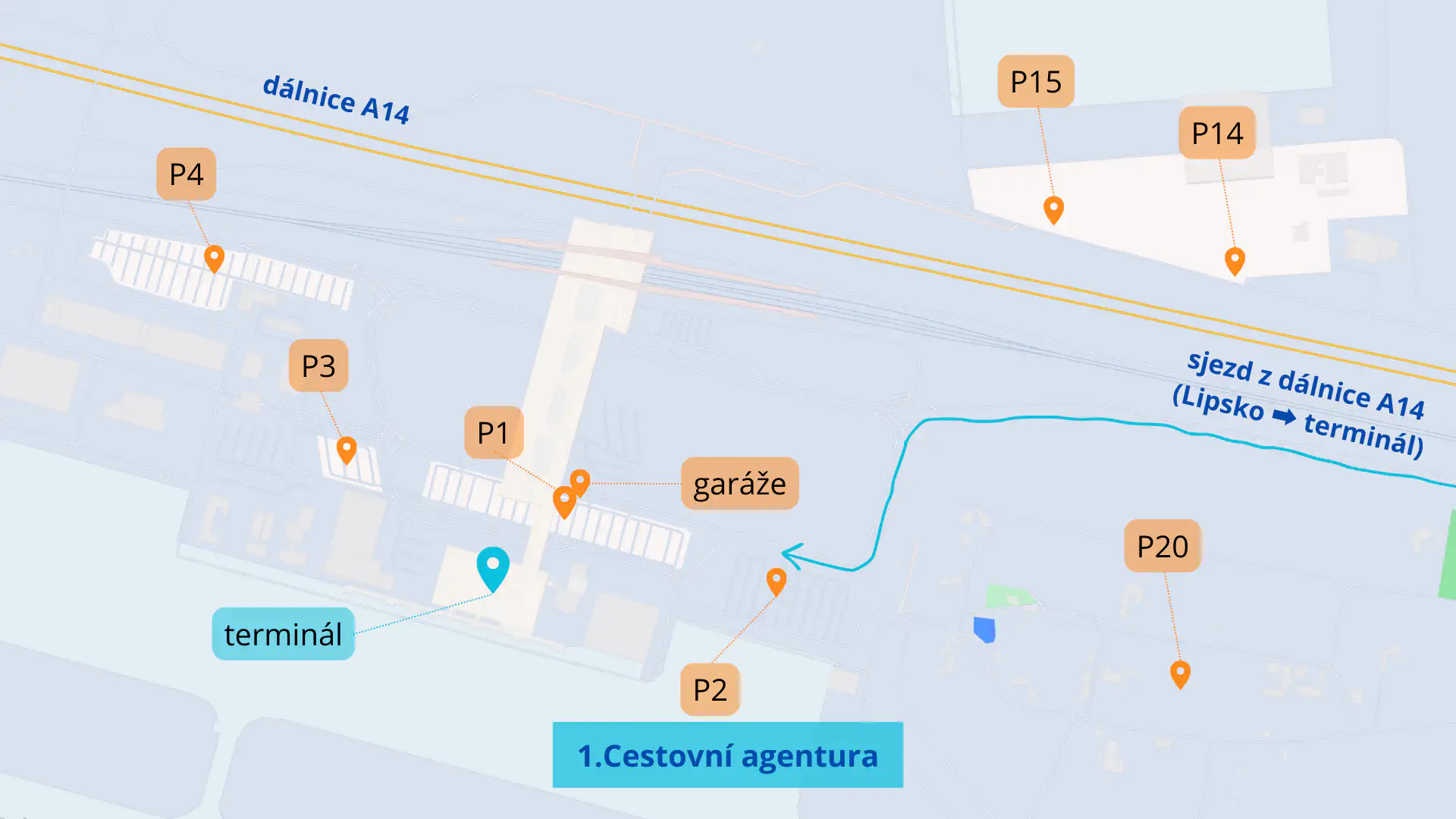 mapa parkování na letišti Lipsko